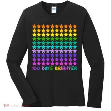 100 Days Of School Brighter Rainbow Star Women's Long Sleeve Shirt