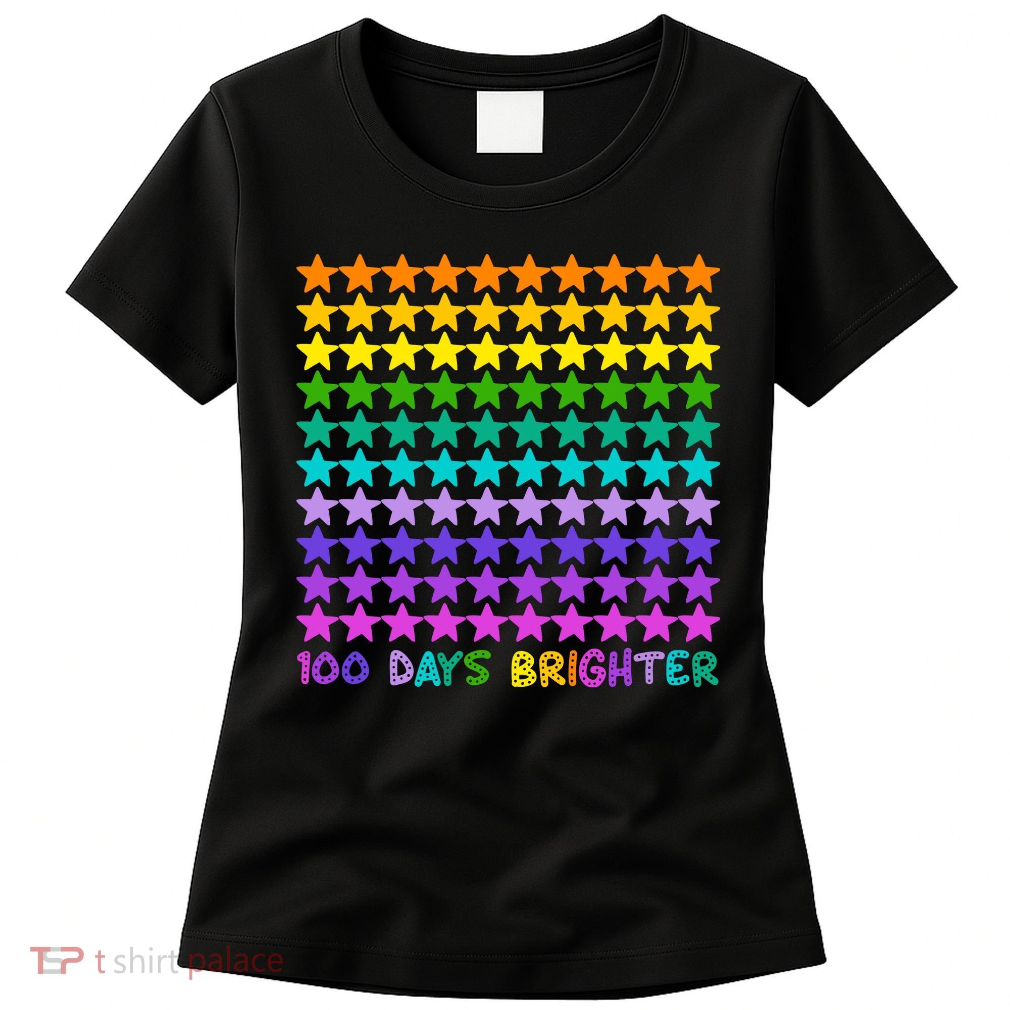 100 Days Of School Brighter Rainbow Star Women's T-Shirt
