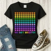 100 Days Of School Brighter Rainbow Star Women's T-Shirt thumb 3