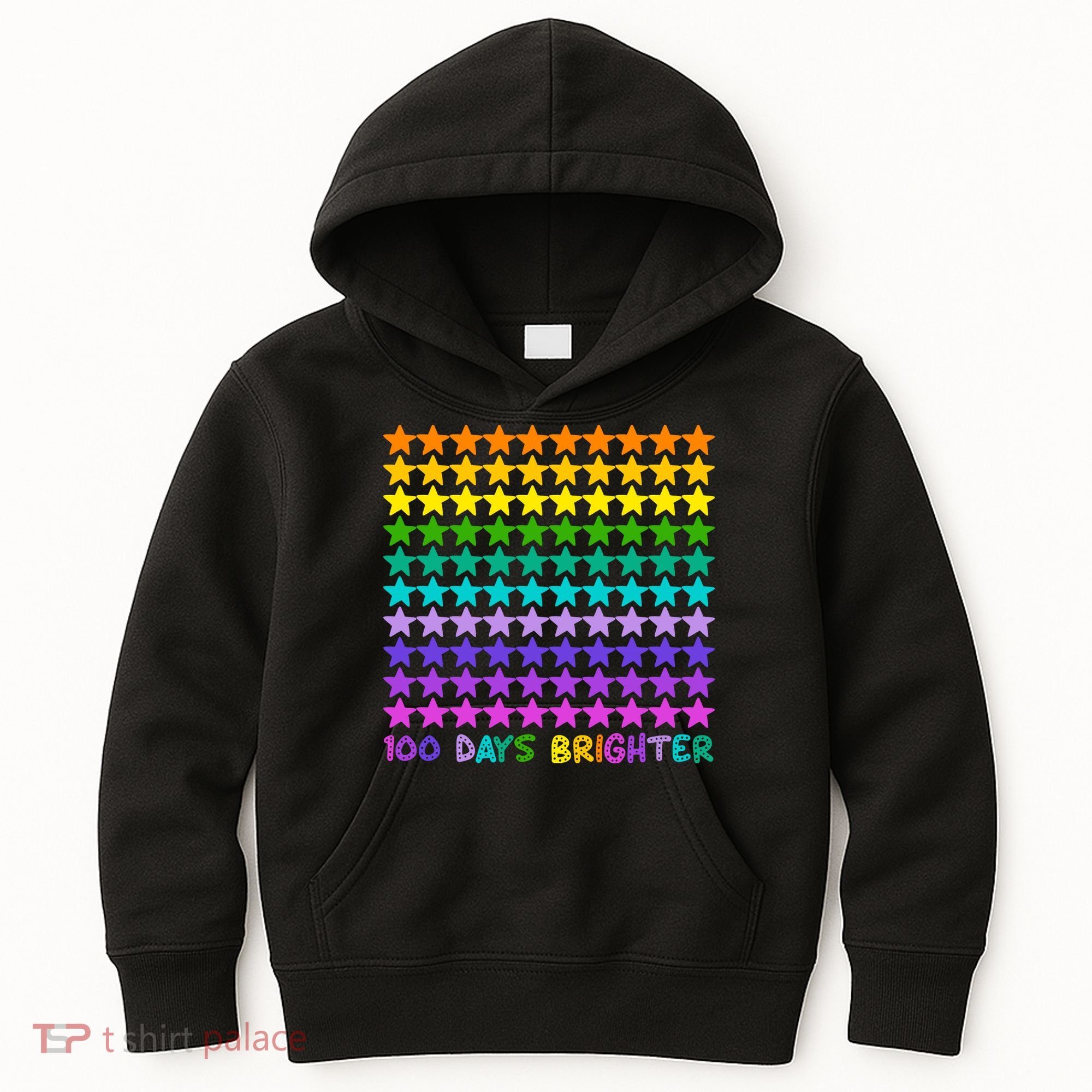100 Days Of School Brighter Rainbow Star Kids Hoodie