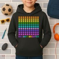 100 Days Of School Brighter Rainbow Star Kids Hoodie thumb 2