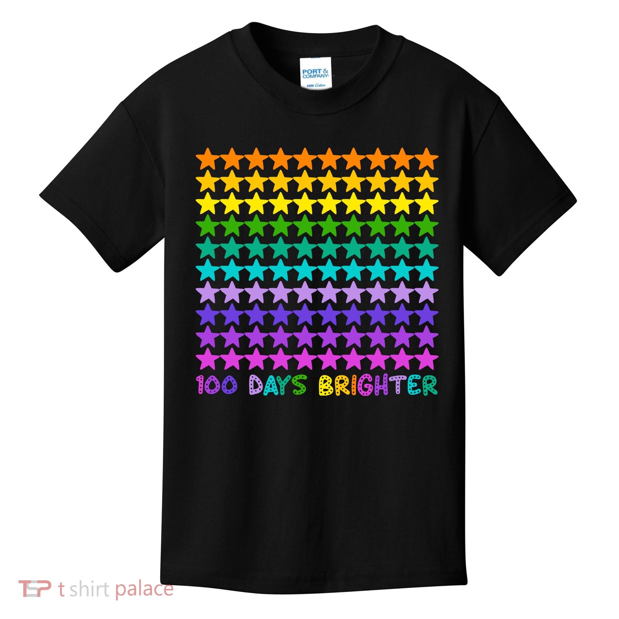 100 Days Of School Brighter Rainbow Star Kids T-Shirt