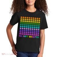 100 Days Of School Brighter Rainbow Star Kids T-Shirt thumb 2