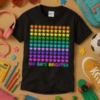 100 Days Of School Brighter Rainbow Star Kids T-Shirt thumb 3