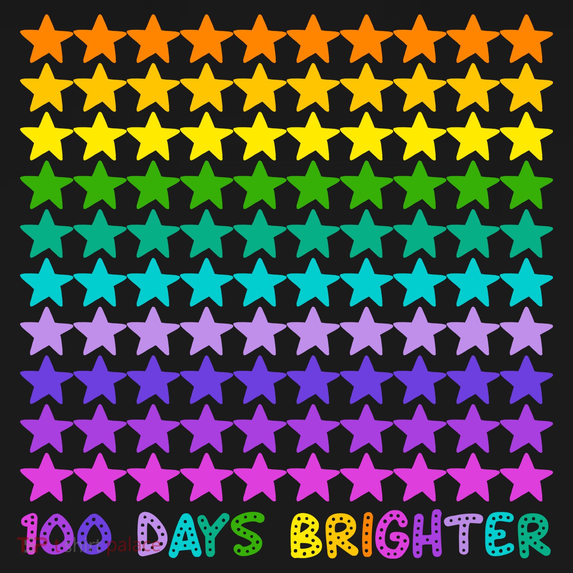 100 Days Of School Brighter Rainbow Star Kids T-Shirt