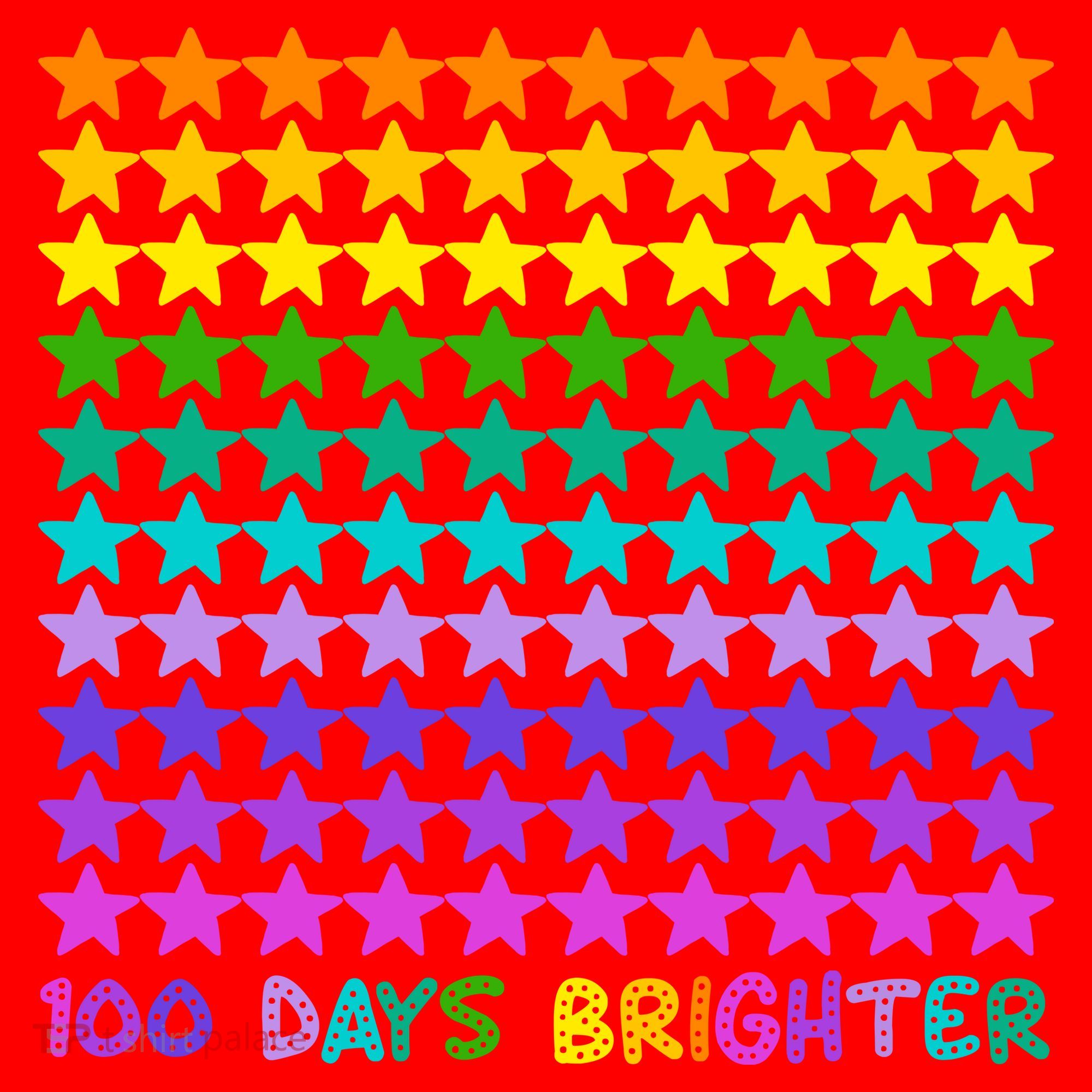 100 Days Of School Brighter Rainbow Star Santa Hat