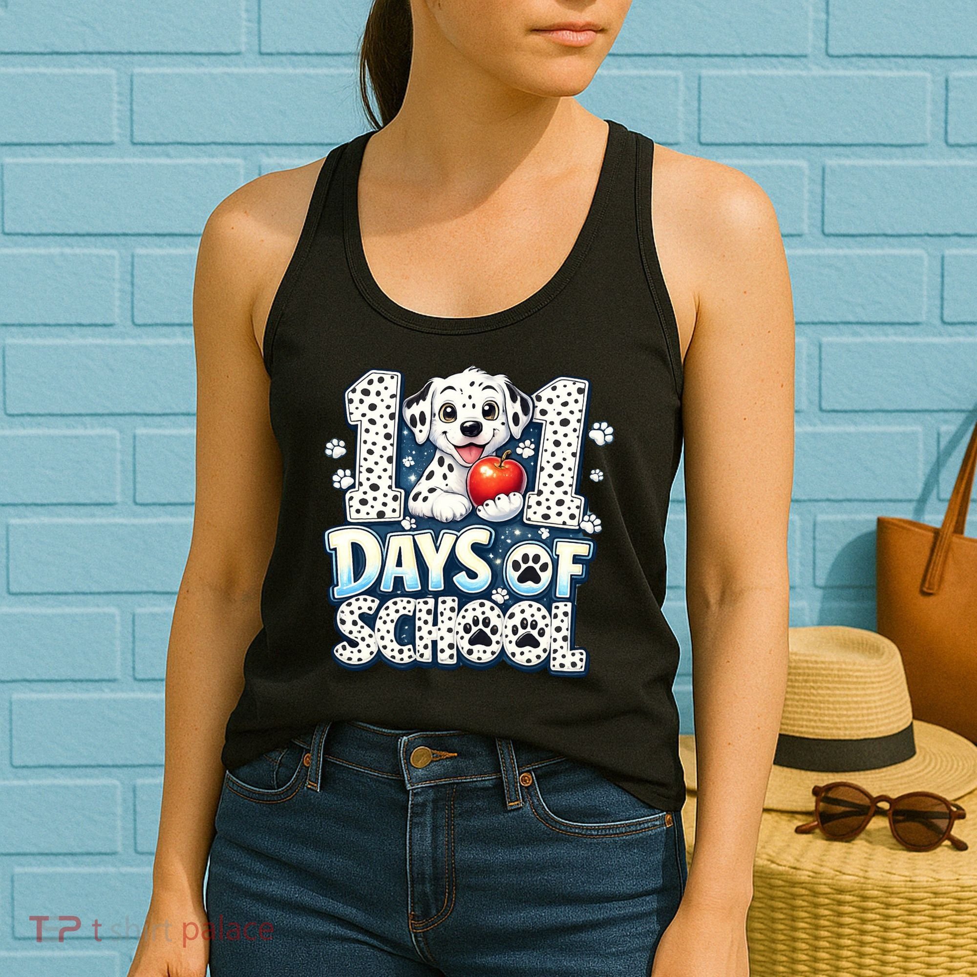 101 Days Of School Dog 100th Day Teacher Students Women's Tank Top