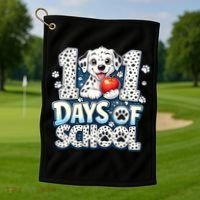 101 Days Of School Dog 100th Day Teacher Students Golf Towel thumb 1