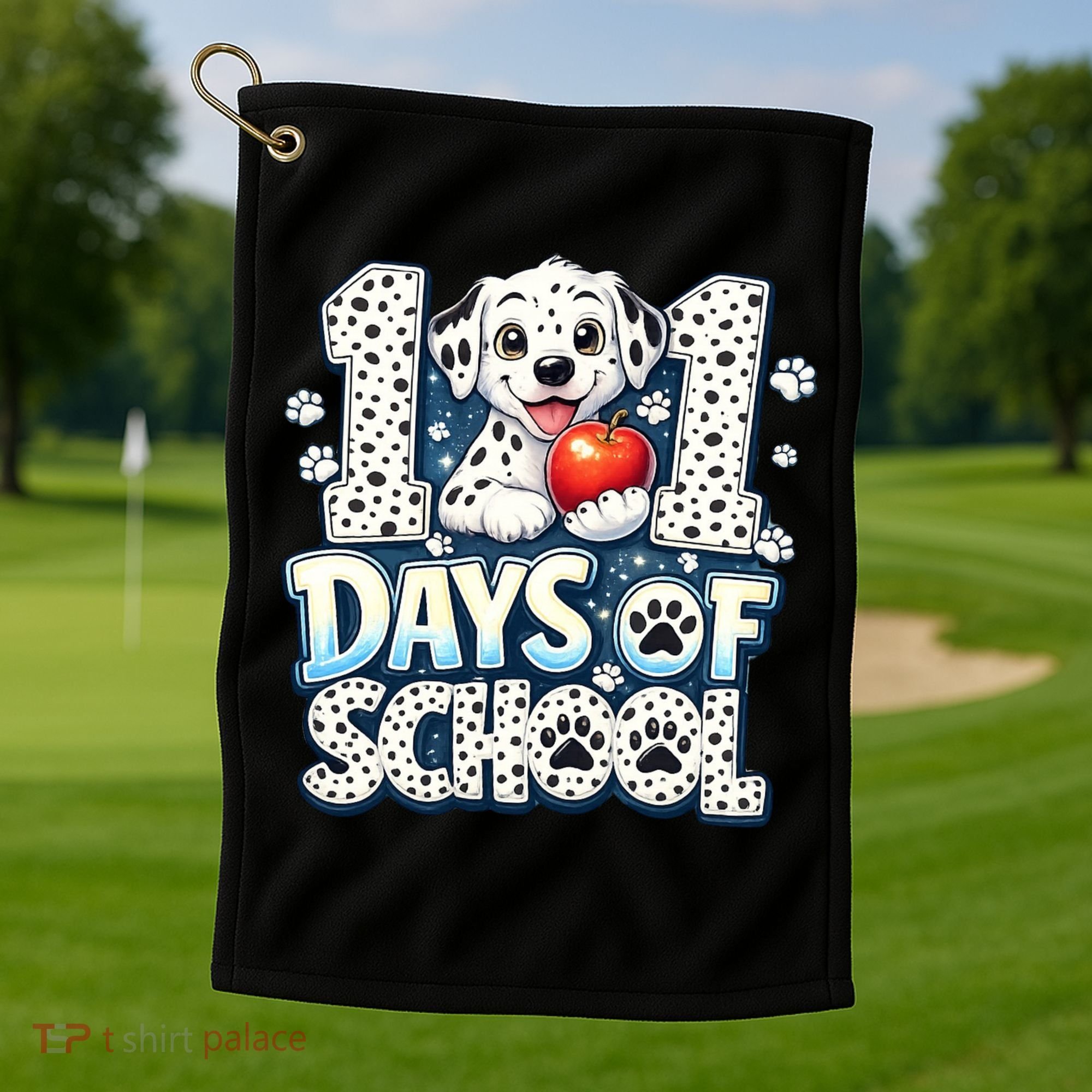 101 Days Of School Dog 100th Day Teacher Students Golf Towel