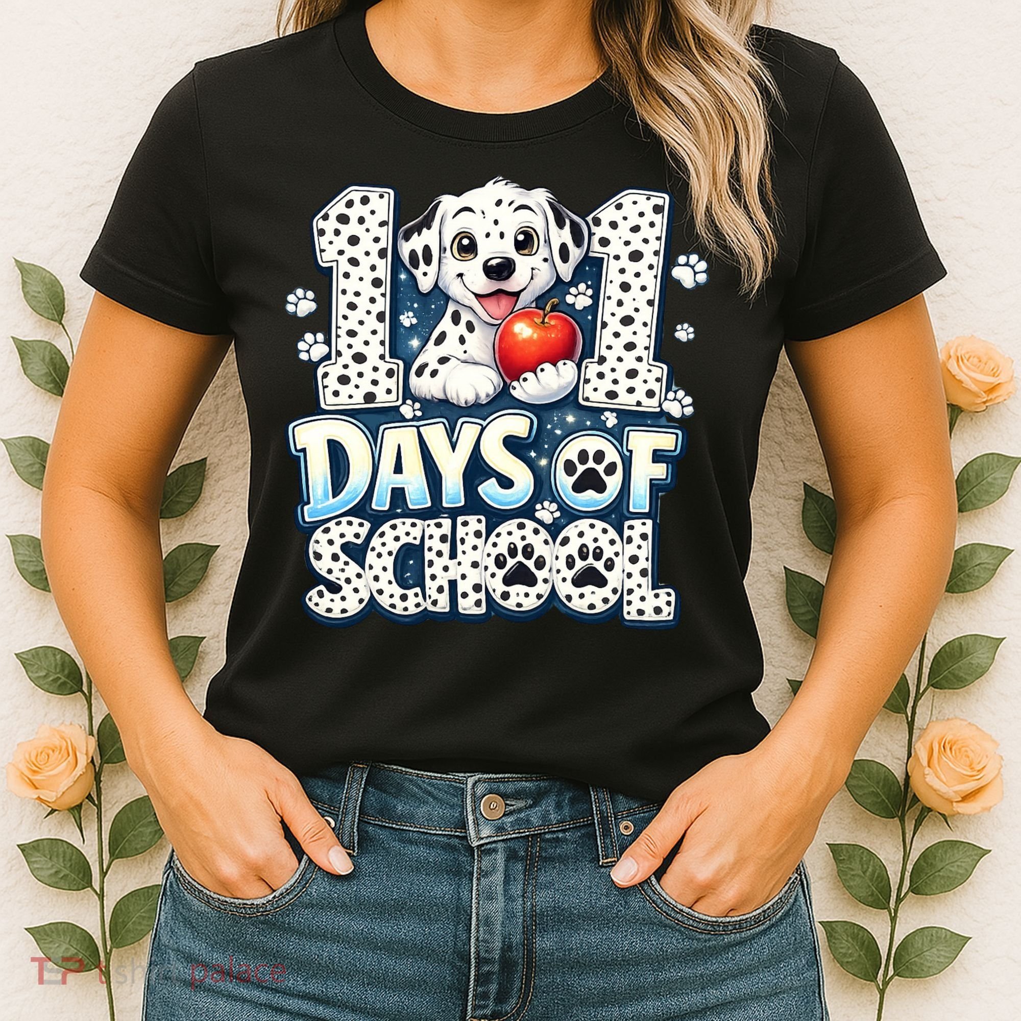 101 Days Of School Dog 100th Day Teacher Students Women's T-Shirt