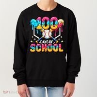 100 Days Of School Baseball Drip 100th Day Women's Sweatshirt thumb 0