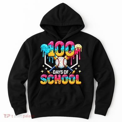 100 Days Of School Baseball Drip 100th Day Hoodie