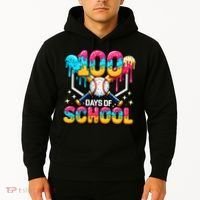 100 Days Of School Baseball Drip 100th Day Hoodie thumb 2
