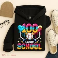 100 Days Of School Baseball Drip 100th Day Hoodie thumb 4