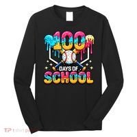 100 Days Of School Baseball Drip 100th Day Long Sleeve Shirt thumb 0