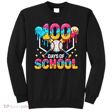 100 Days Of School Baseball Drip 100th Day Sweatshirt