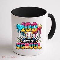 100 Days Of School Baseball Drip 100th Day Coffee Mug thumb 1