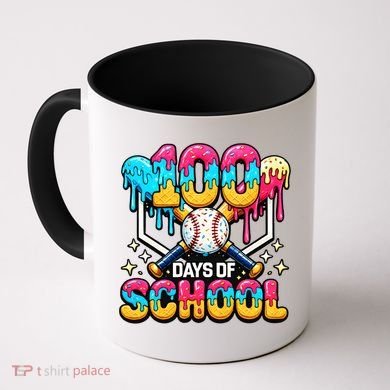 100 Days Of School Baseball Drip 100th Day Coffee Mug