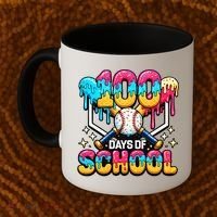 100 Days Of School Baseball Drip 100th Day Coffee Mug thumb 2