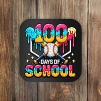 100 Days Of School Baseball Drip 100th Day Coaster thumb 0