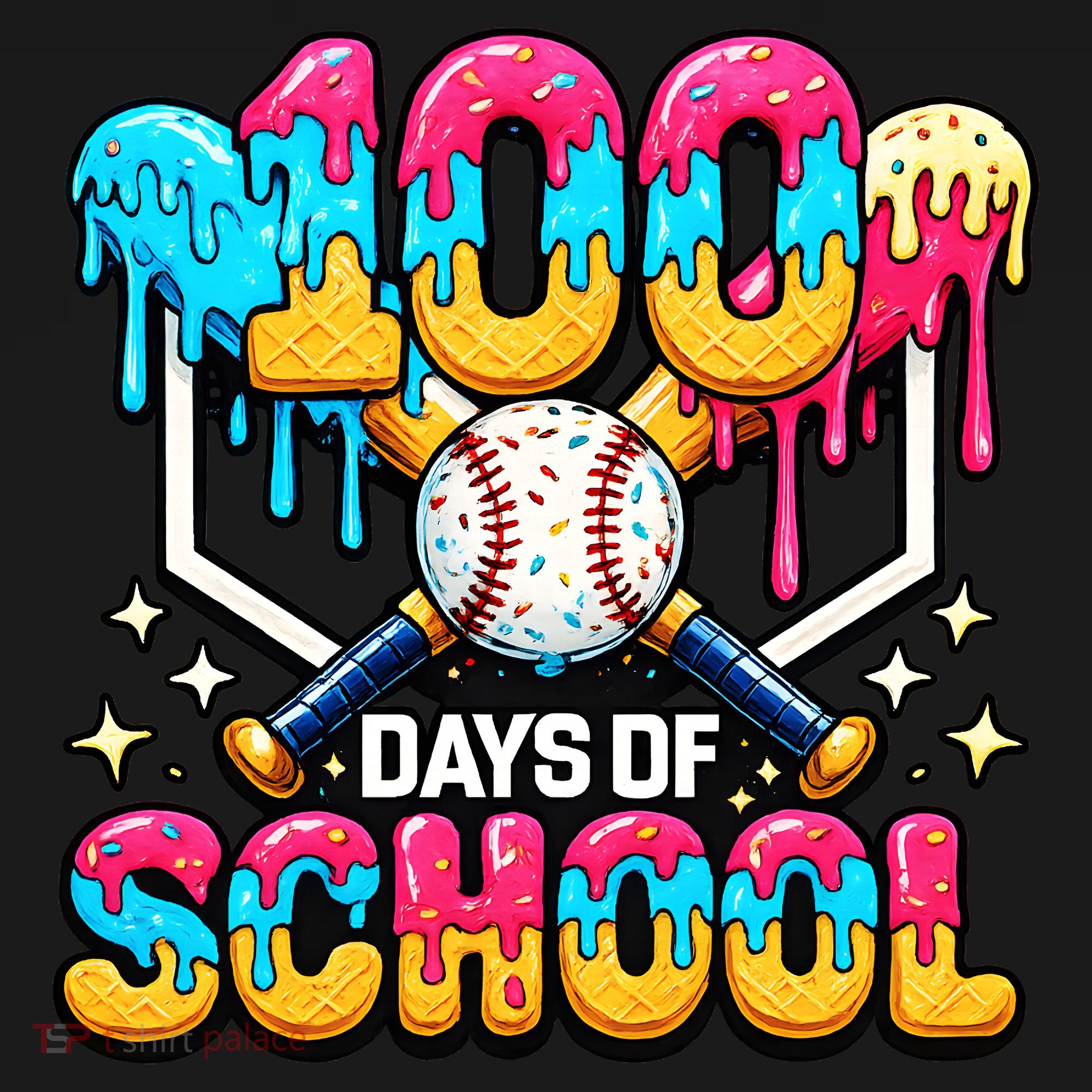 100 Days Of School Baseball Drip 100th Day Polo