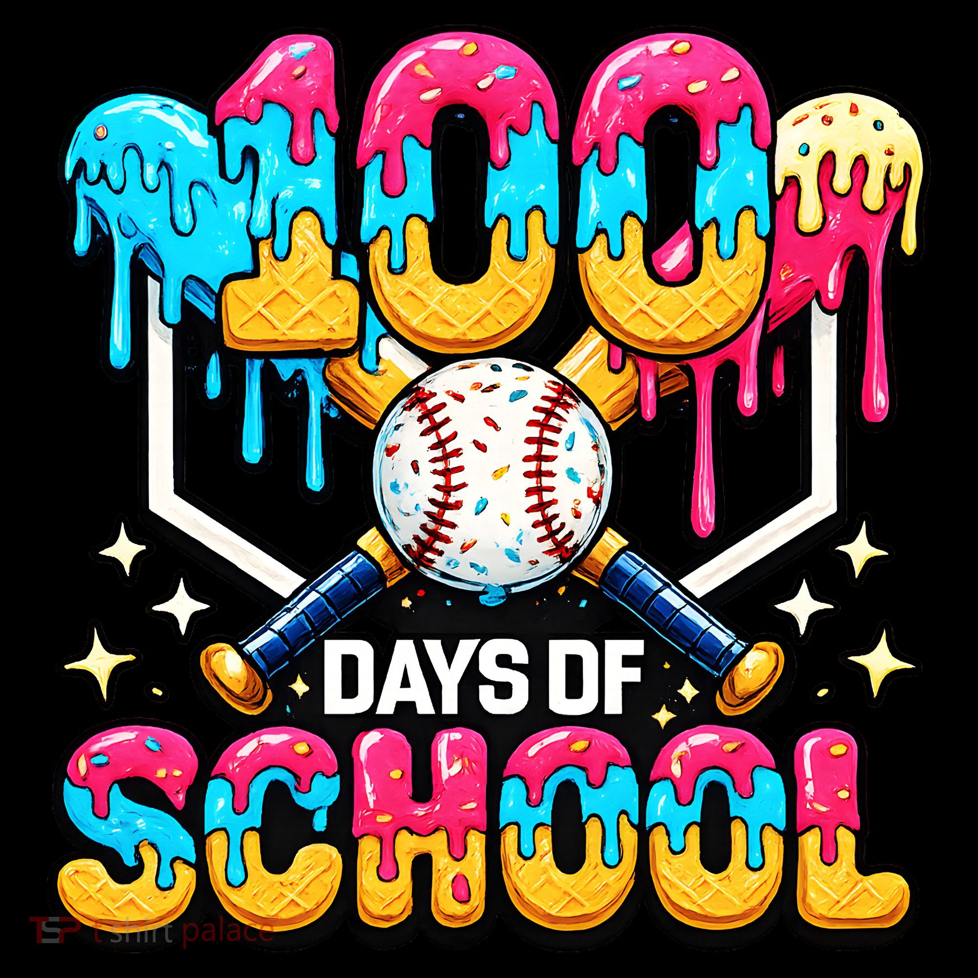 100 Days Of School Baseball Drip 100th Day Women's Hoodie