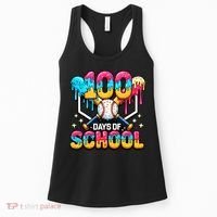 100 Days Of School Baseball Drip 100th Day Women's Tank Top thumb 0
