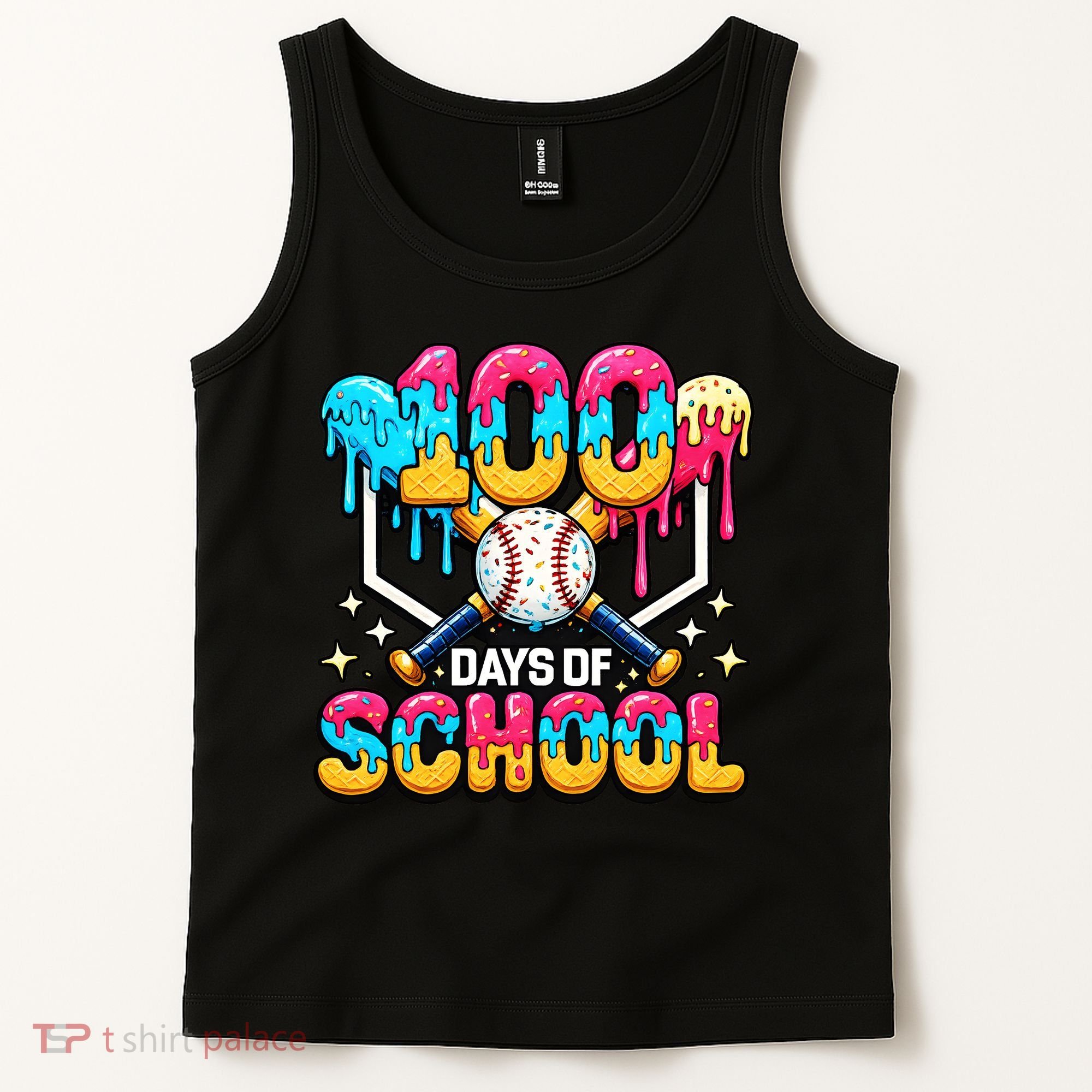 100 Days Of School Baseball Drip 100th Day Tank Top