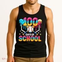 100 Days Of School Baseball Drip 100th Day Tank Top thumb 3