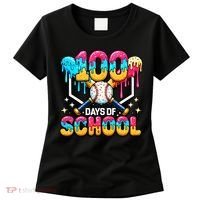 100 Days Of School Baseball Drip 100th Day Women's T-Shirt thumb 0