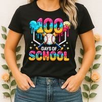 100 Days Of School Baseball Drip 100th Day Women's T-Shirt thumb 2
