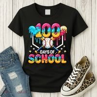 100 Days Of School Baseball Drip 100th Day Women's T-Shirt thumb 3