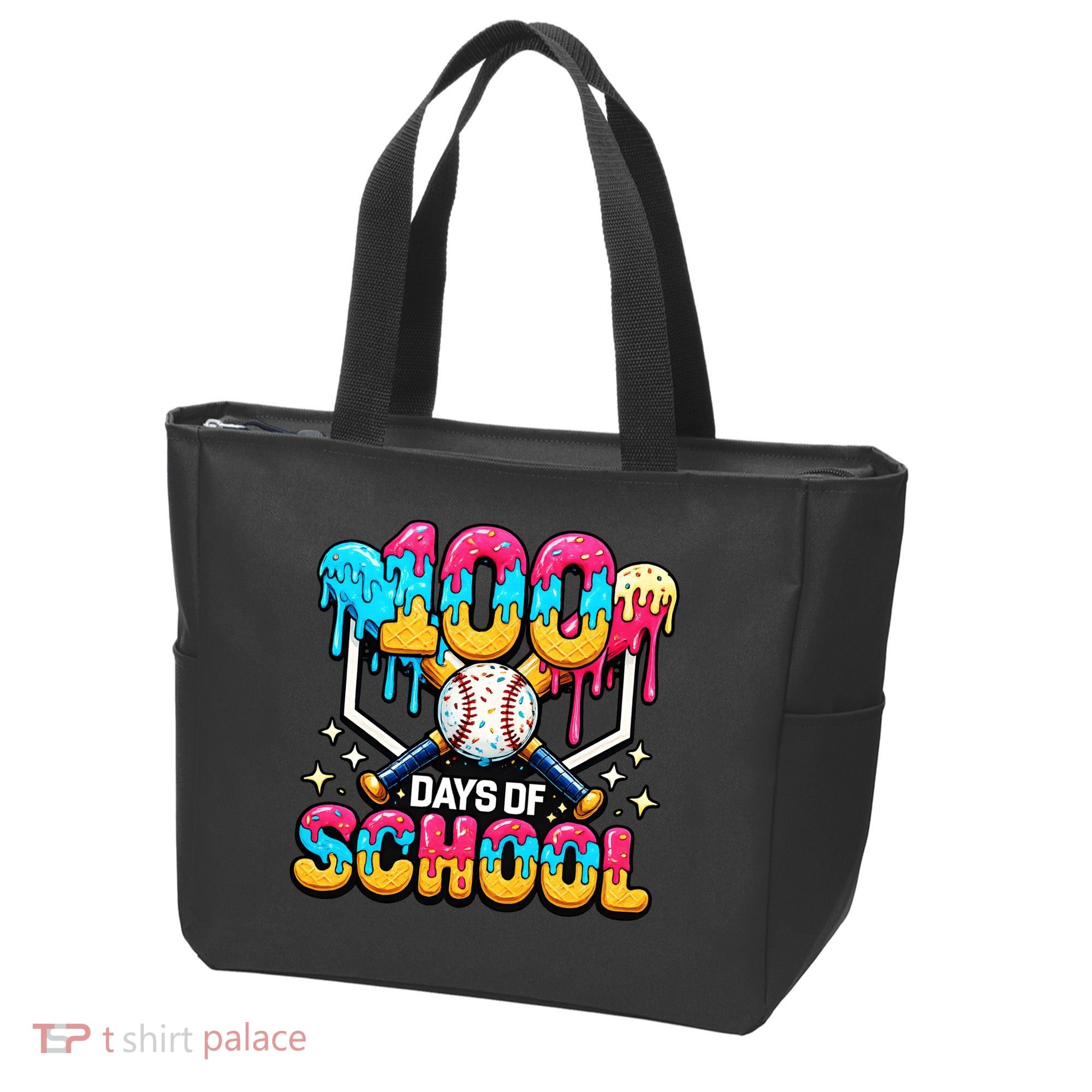 100 Days Of School Baseball Drip 100th Day Tote Bag