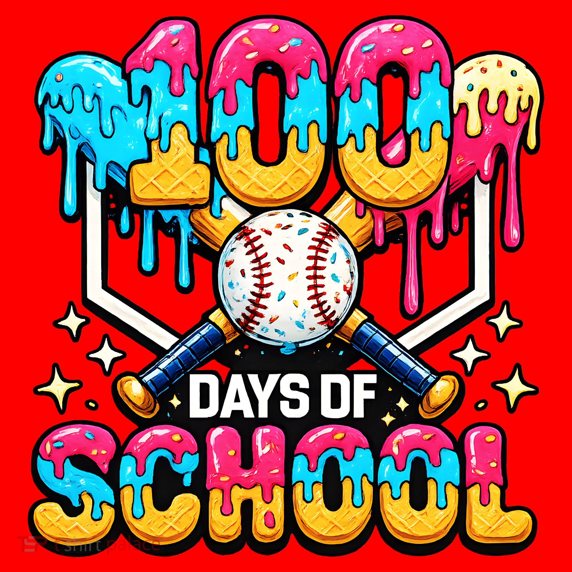 100 Days Of School Baseball Drip 100th Day Santa Hat