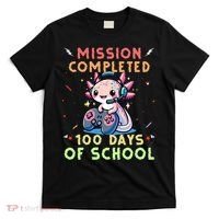 100 Days Of School Boy, 100th Day Of School Gamer Axolotl T-Shirt thumb 0