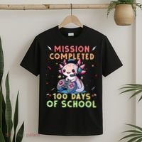 100 Days Of School Boy, 100th Day Of School Gamer Axolotl T-Shirt thumb 2