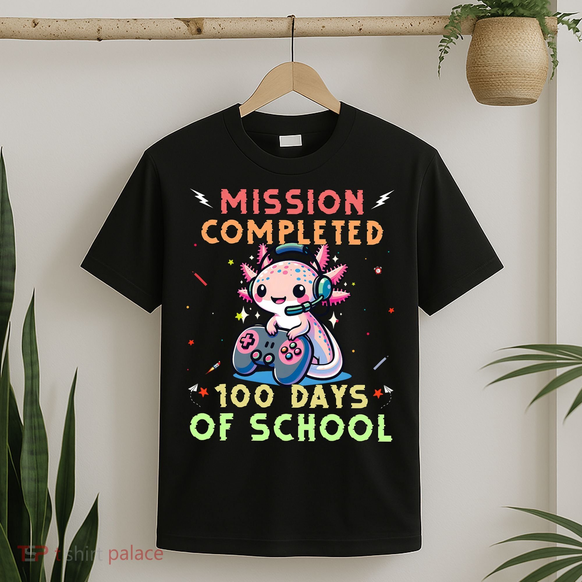 100 Days Of School Boy, 100th Day Of School Gamer Axolotl T-Shirt