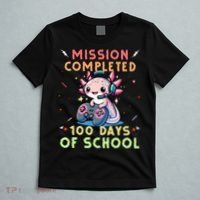 100 Days Of School Boy, 100th Day Of School Gamer Axolotl T-Shirt thumb 5