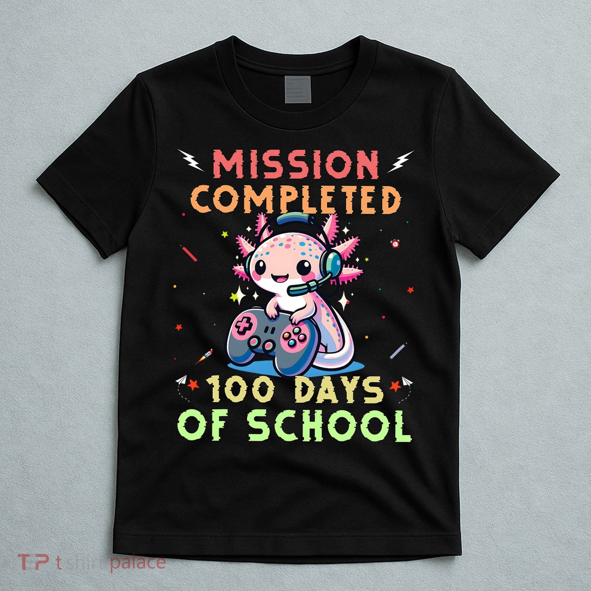 100 Days Of School Boy, 100th Day Of School Gamer Axolotl T-Shirt