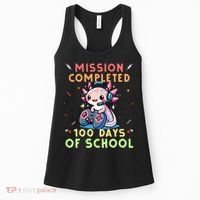 100 Days Of School Boy, 100th Day Of School Gamer Axolotl Women's Tank Top thumb 0
