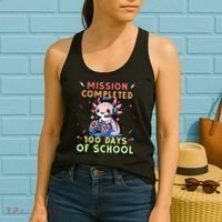 100 Days Of School Boy, 100th Day Of School Gamer Axolotl Women's Tank Top thumb 2