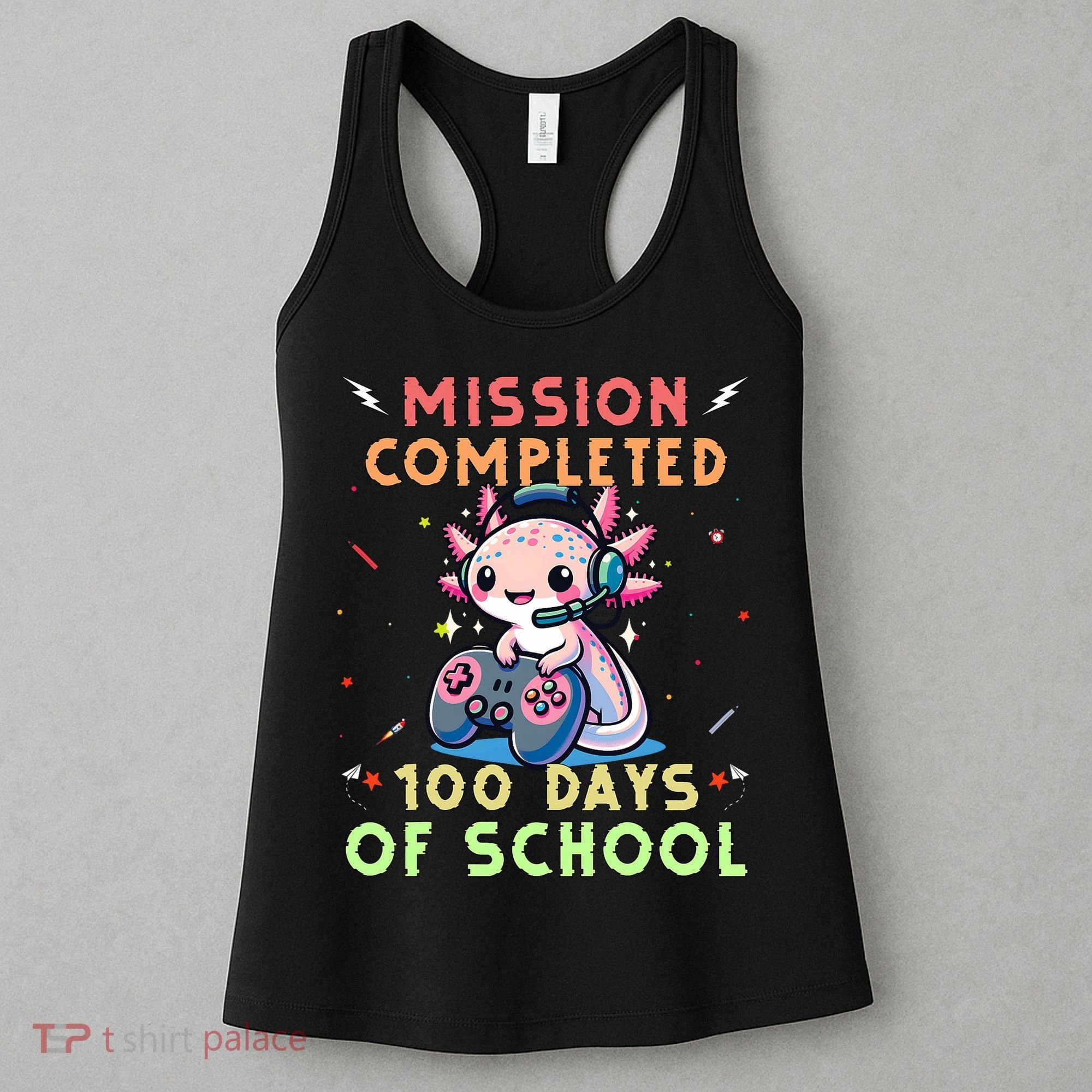 100 Days Of School Boy, 100th Day Of School Gamer Axolotl Women's Tank Top