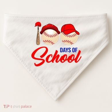 100 Days Of School Baseball USA-Made Doggie Bandana