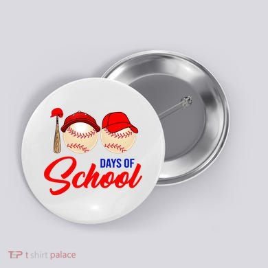100 Days Of School Baseball Button