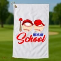 100 Days Of School Baseball Golf Towel thumb 1
