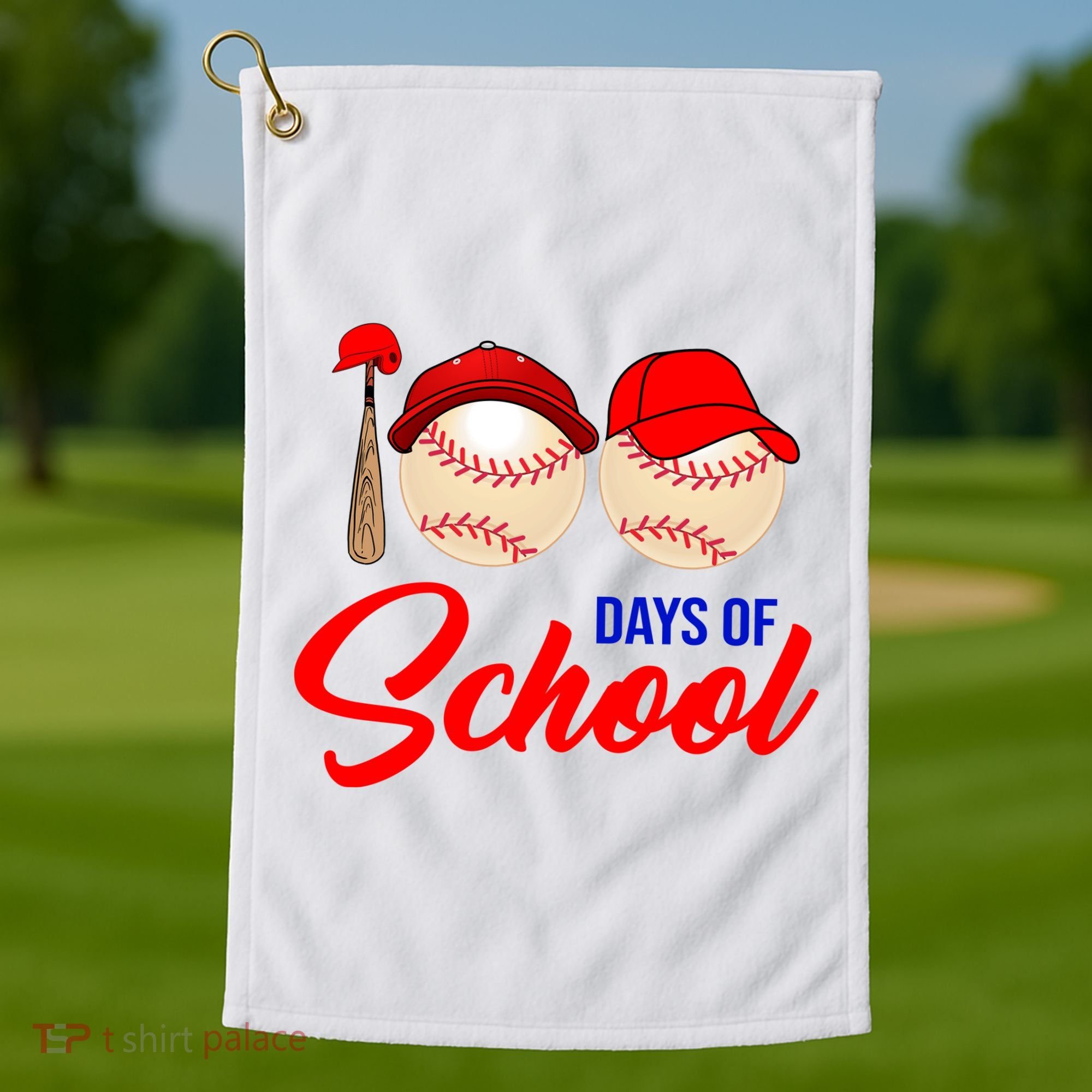 100 Days Of School Baseball Golf Towel
