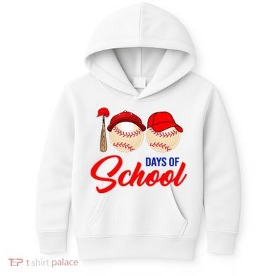 100 Days Of School Baseball Kids Hoodie