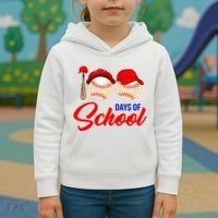 100 Days Of School Baseball Kids Hoodie thumb 3