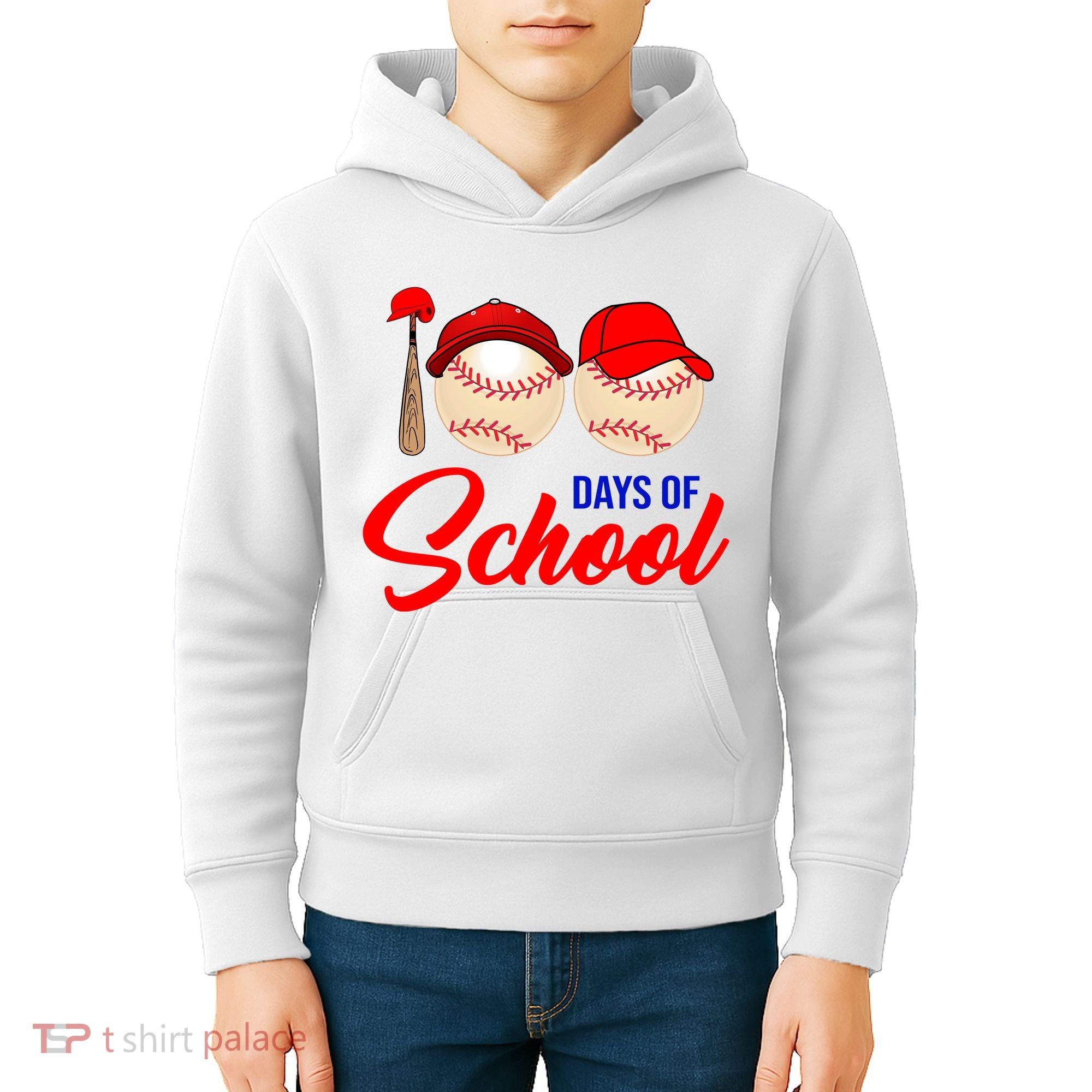 100 Days Of School Baseball Kids Hoodie