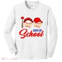 100 Days Of School Baseball Kids Long Sleeve Shirt thumb 0